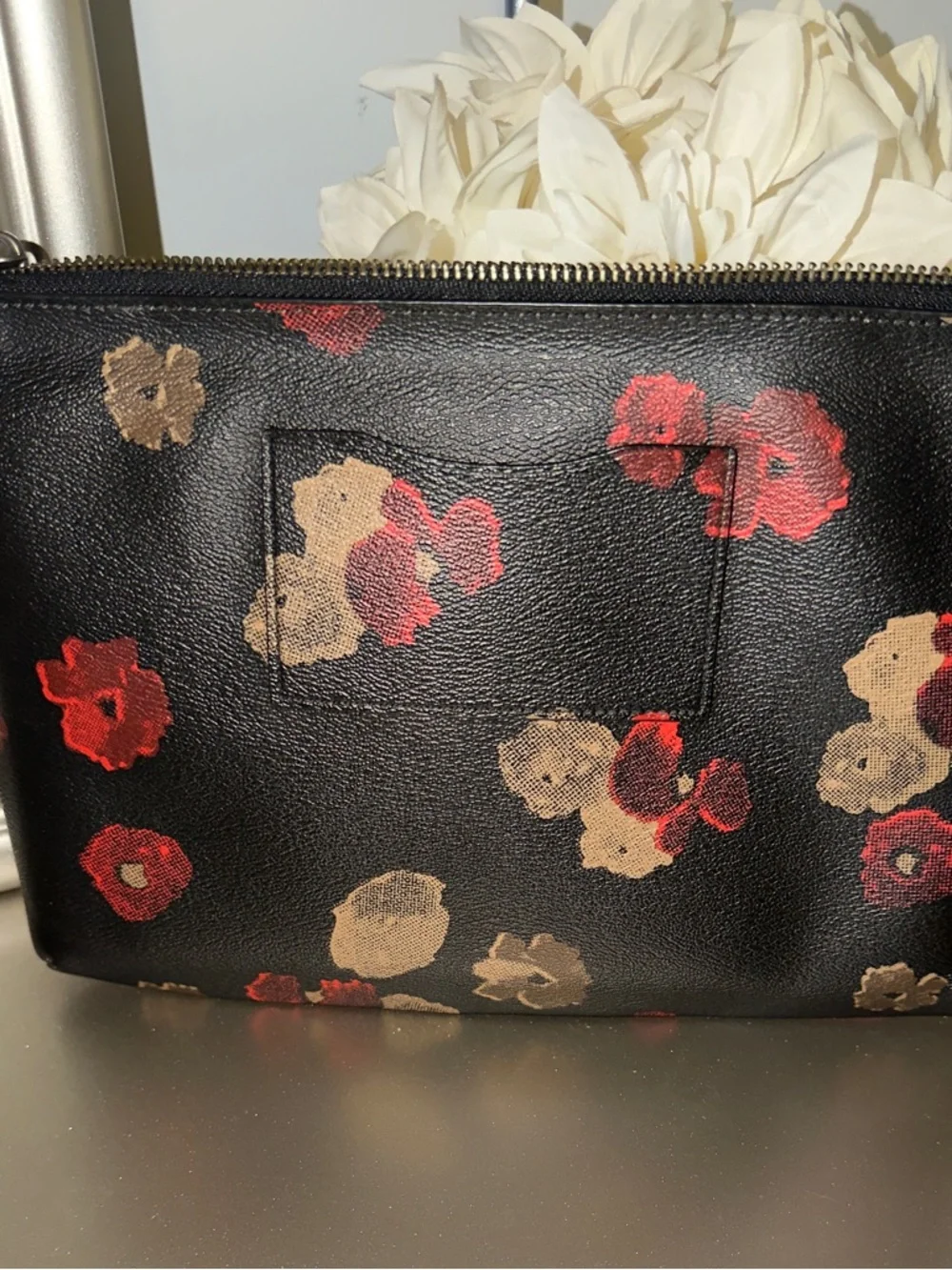 🌸 COACH Floral Leather Crossbody Bag Black Romantic FLORAL Print - Picture 4 of 9